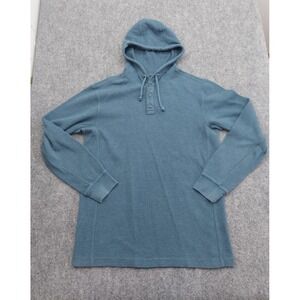 Duluth Trading‎ Hoodie Medium Blue Thermal Henley Pullover Sweater Long Sleeve